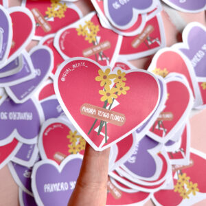 sticker corazon y flores